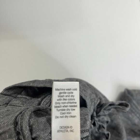 Athleta Womens 100% Linen Pants 4 Gray Ankle Tapered Leg Pull On Drawstring - Picture 7 of 8